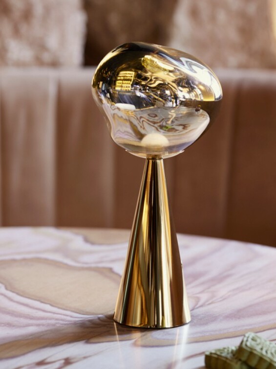 lampe melt portable led Tom Dixon gold