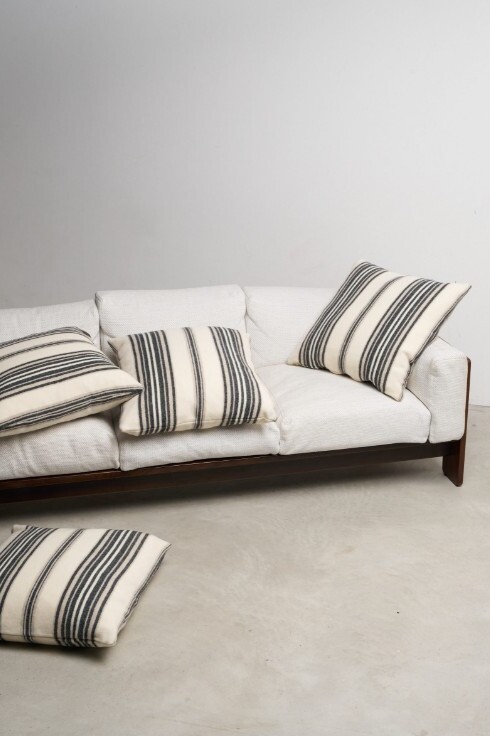 Housse de coussin rayée 60x60 cm Lagomoro pure laine vierge